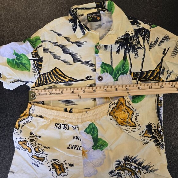 Vintage Aloha Kids Hawaiin Shirt and Shorts Set Tropical Vacation Summer - Picture 6 of 7